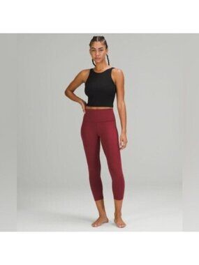 Lululemon Mesh Panel Crop Leggings - Size 4, Burgundy